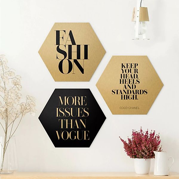 3-teiliges Hexagon-Alu-Dibond Bild Fashion Vogue & High Heels günstig online kaufen