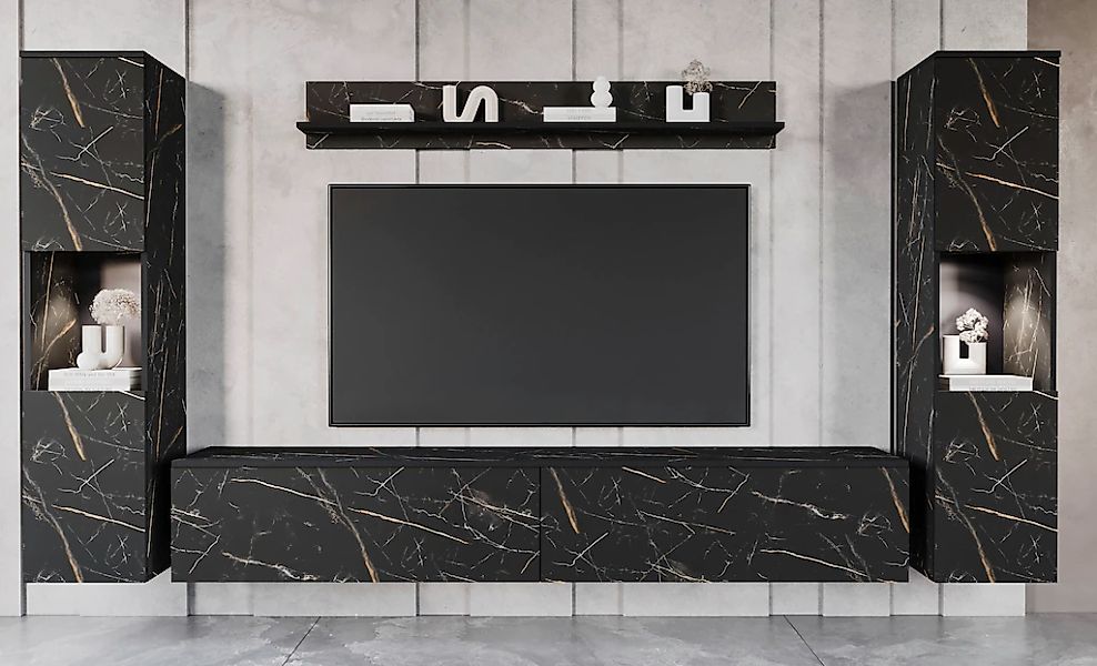 INOSIGN Wohnwand "PARIS, Vitrine Türanschlag links/rechts wechselbar" Kompl günstig online kaufen