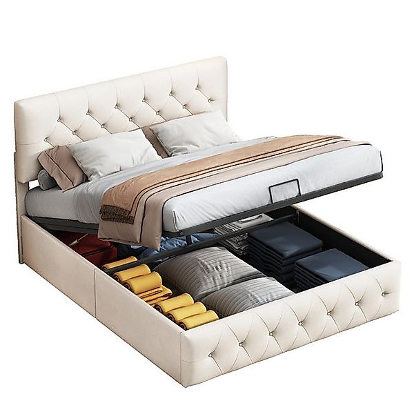 FUROKOY Polsterbett mit Stauraum und Metallrahmen bett 200x140 cm,apricot ( günstig online kaufen