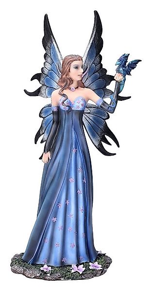 Figuren Shop GmbH Dekofigur Elfenfigur - Rebecca mit blauem Kleid und Drach günstig online kaufen