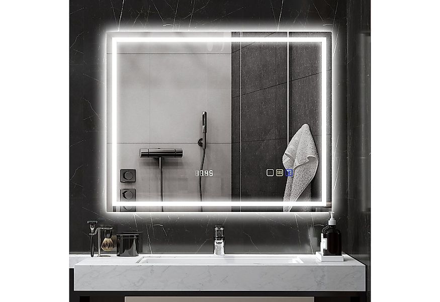 HOMCOM Badspiegel mit Bluetooth-Funktion, Entnebelungsfunktion, 3 Lichtfarb günstig online kaufen