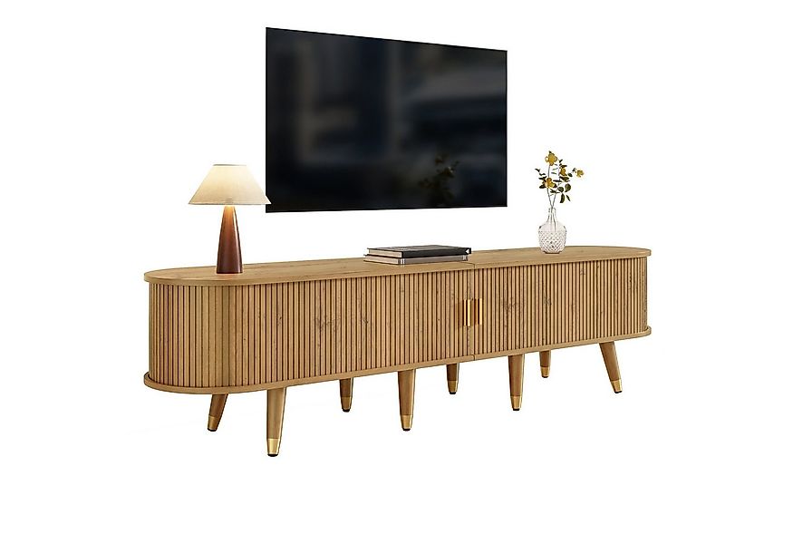 Merax Lowboard im Landhausstil mit Rattan-Schiebetür in Walnussoptik (1 St. günstig online kaufen