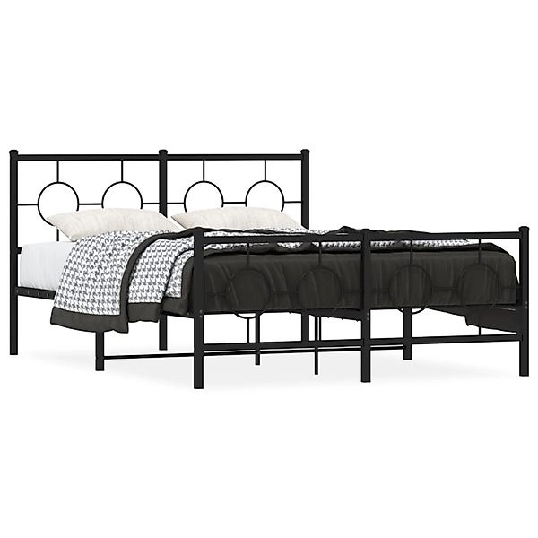 vidaXL Bettgestell mit Kopf- und Fußteil Metall Schwarz 140x200 cm 376245 günstig online kaufen