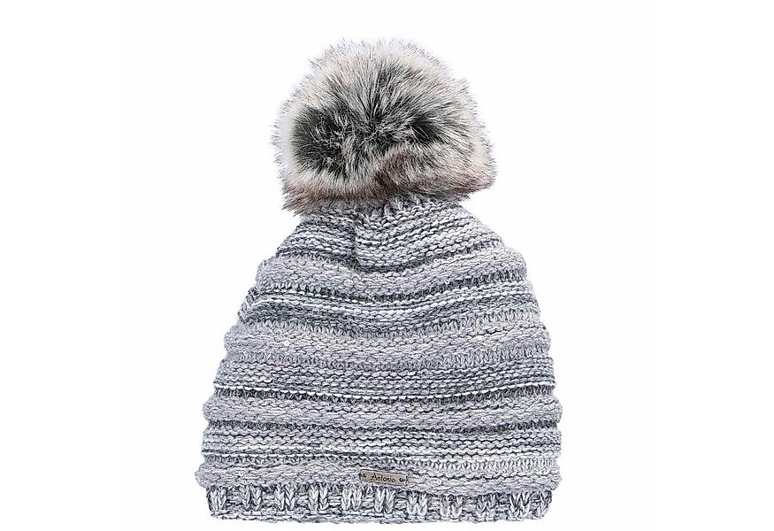 Antonio Strickmütze Antonio Strick Mütze Beanie mit Bommel grau (1-St) günstig online kaufen