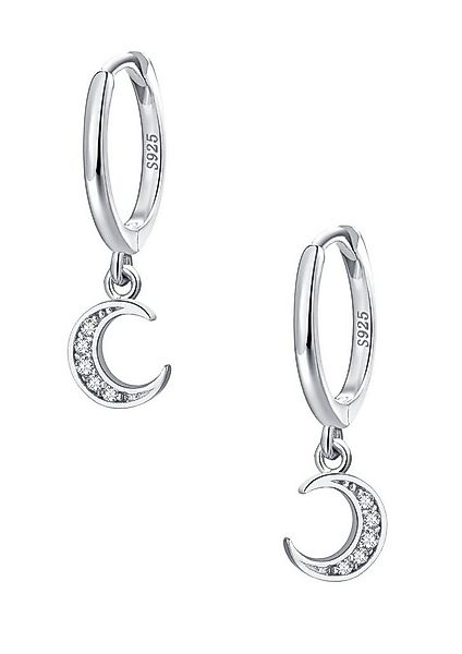 Hey Happiness Paar Creolen Silber Halb Mond Zirkonia, Ohrringe 18K Gold hän günstig online kaufen