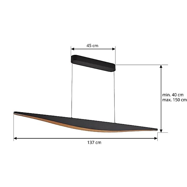Lucande LED-Pendelleuchte Clavit, schwarz, 140 cm, dimmbar günstig online kaufen