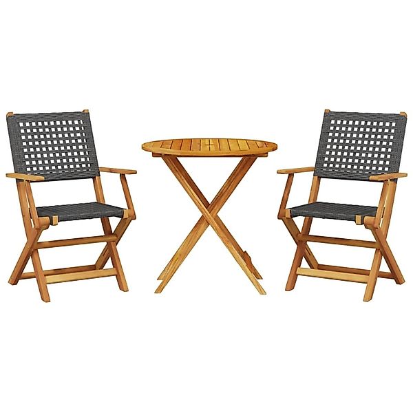 vidaXL 3-Tlg Bistro-Set Schwarz Poly Rattan und Massivholz 3281850 günstig online kaufen