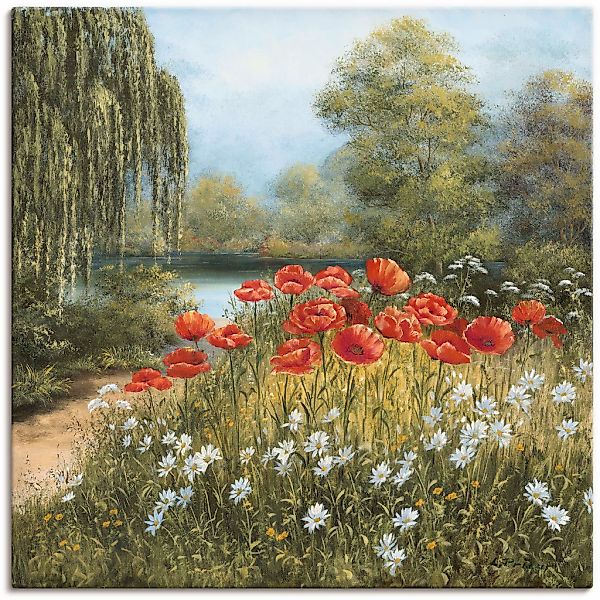 Artland Wandbild "Mohnwiese am See" Blumenwiese 1 Stk. tlg. als Alubild, Le günstig online kaufen