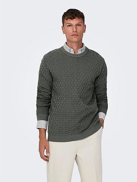 ONLY & SONS Strickpullover Design Gerippt Karo Strick Muster ONSKALLE ONSKA günstig online kaufen