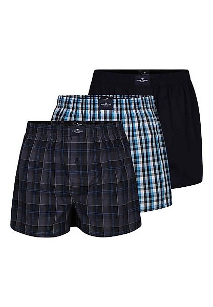 TOM TAILOR Boxershorts TOM TAILOR Herren Boxershort blau kariert 3er Pack ( günstig online kaufen