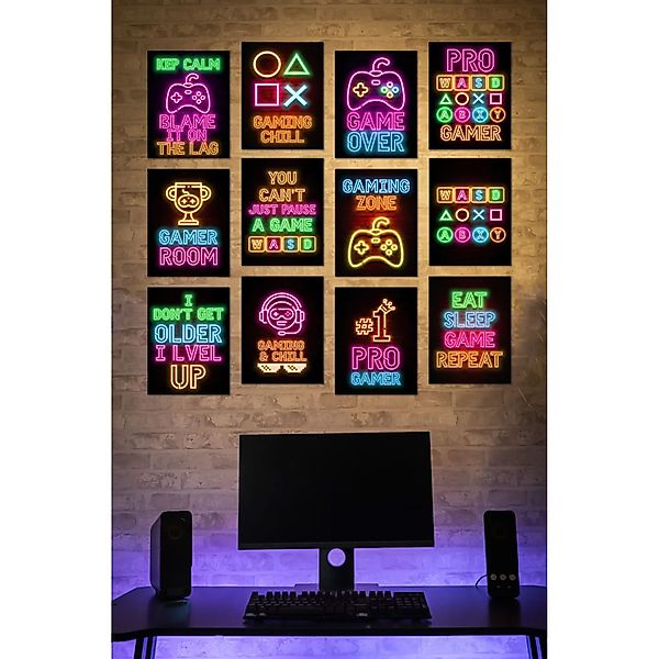 Jungengel Wandbild Gamer Zocker 12-Teilig Wanddeko günstig online kaufen