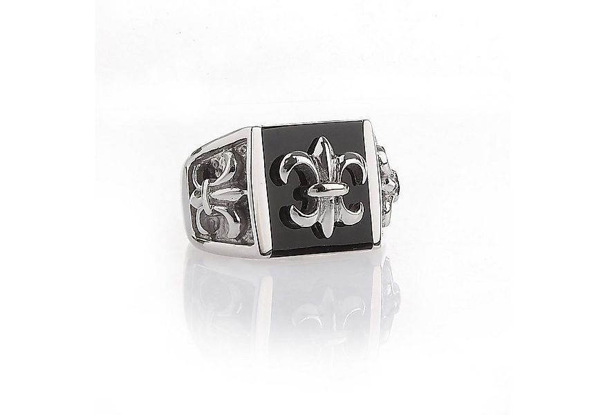Karisma Fingerring Männer Edelstahl Ring Bourbonische Lilien Onyx HSR4935 günstig online kaufen