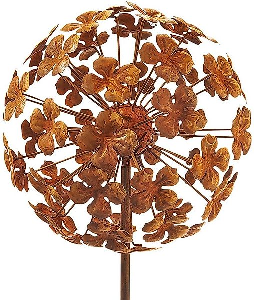 Kobolo Gartenstecker Dekostecker rusty flower ball H 110 cm (aus Metall) günstig online kaufen