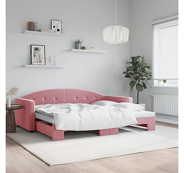 vidaXL Bett, Tagesbett Ausziehbar Rosa 90x200 cm Samt günstig online kaufen