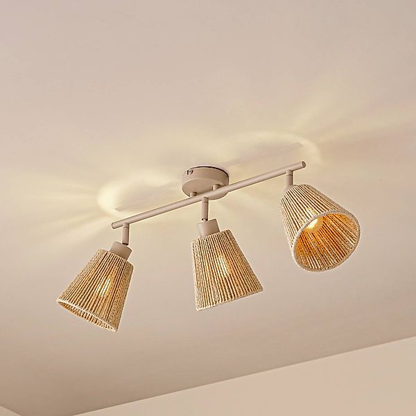Lindby Deckenstrahler Anuva, 72 cm, beige, Papier, 3-flammig günstig online kaufen