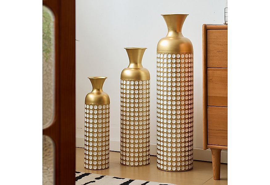 KLAM HOME Bodenvase Große Bodenvase 3er Set aus Metall, (50/65/83 cm), Mid- günstig online kaufen
