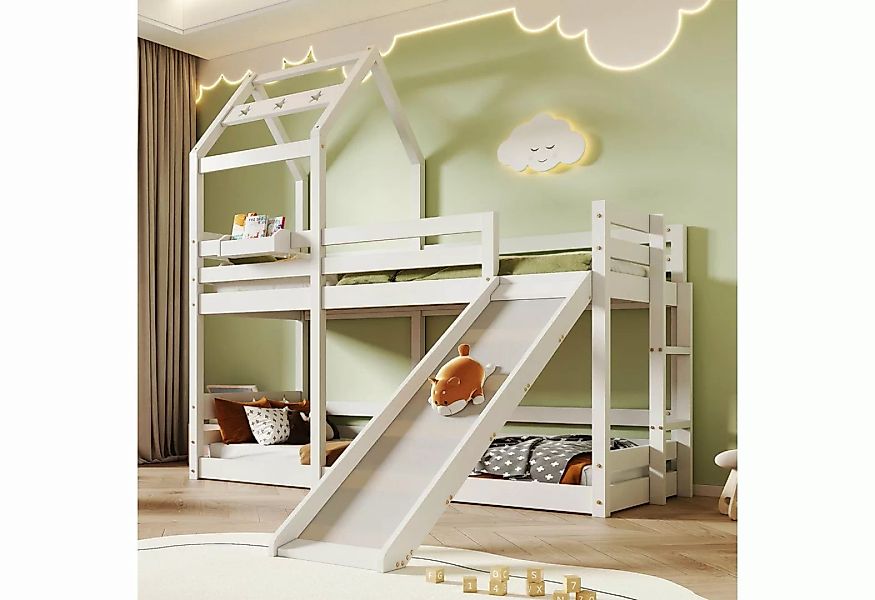 GOOLOO Etagenbett Kinderbett Baumhaus mit Rutsche Leiter 90 x 200 cm, Hochb günstig online kaufen
