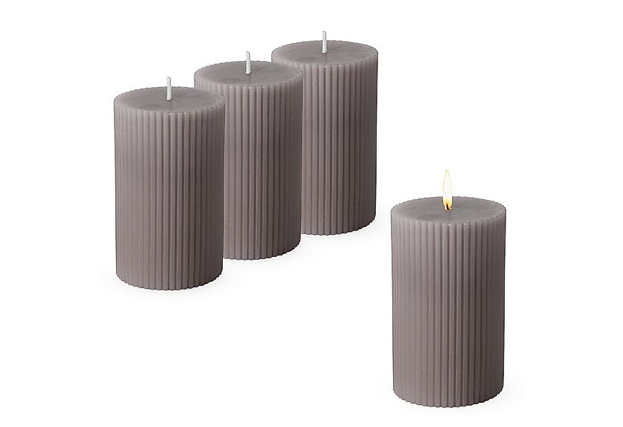 Spetebo Stumpenkerze geriffelt im 4er Set - 10 x 6 cm (Anzahl, 1-tlg., Stüc günstig online kaufen