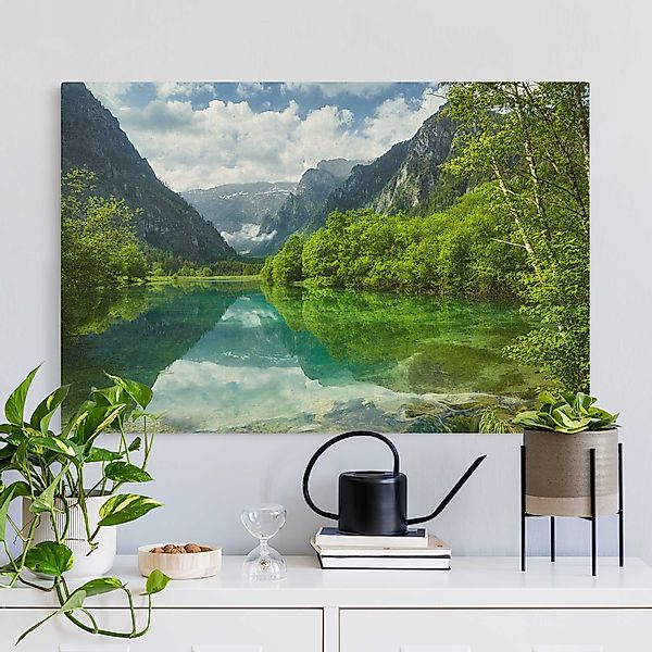 Leinwandbild auf Canvas Natural Bergsee mit Spiegelung günstig online kaufen