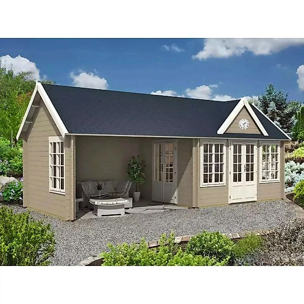 Alpholz Gartenhaus Liverpool Satteldach 840 cm x 320 cm Braun günstig online kaufen