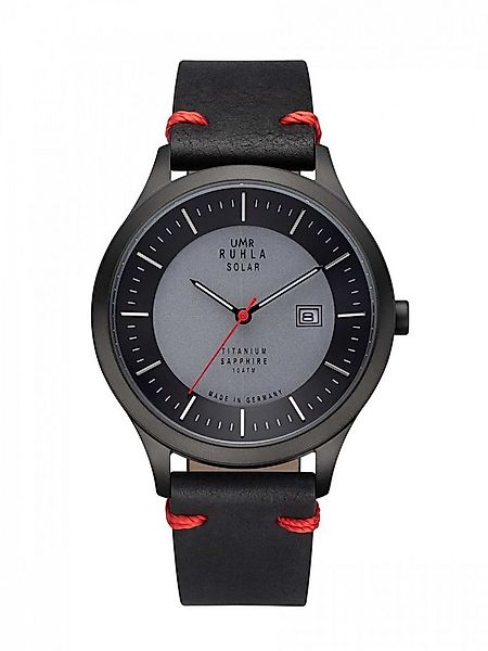 UMR Ruhla Solaruhr Titan Herrenuhr - Saphirglas, Schwarzes Lederband, 42 mm günstig online kaufen