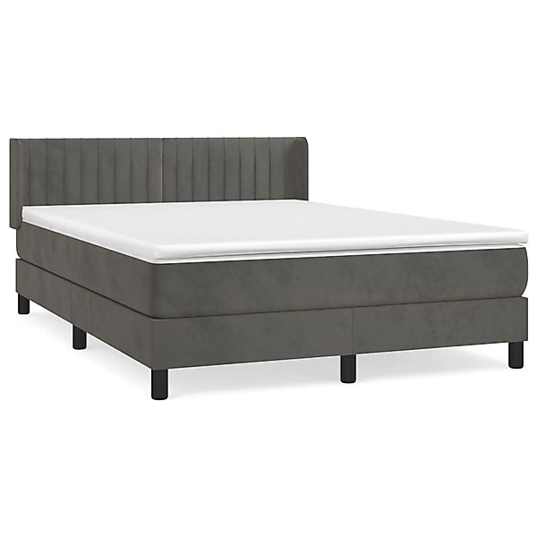 vidaXL Boxspringbett mit Matratze Dunkelgrau 140x200 cm Samt1376753 günstig online kaufen