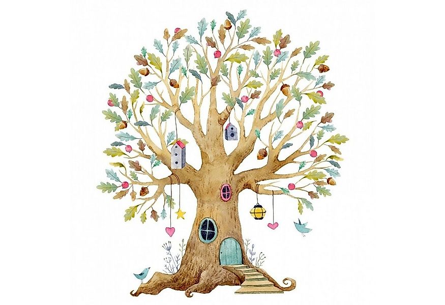 nikima Wandtattoo 241 Wandtattoo bunter Baum Eiche (PVC-Folie), In 2 vers. günstig online kaufen