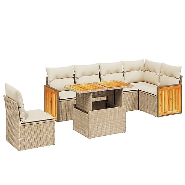 vidaXL 7-tlg Garten-Sofagarnitur mit Kissen Beige Poly Rattan Modell 419 günstig online kaufen