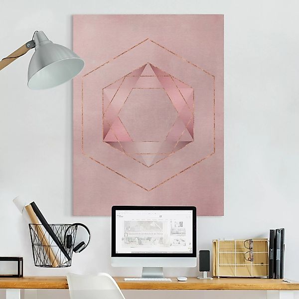 Leinwandbild Geometrie in Rosa und Gold I günstig online kaufen