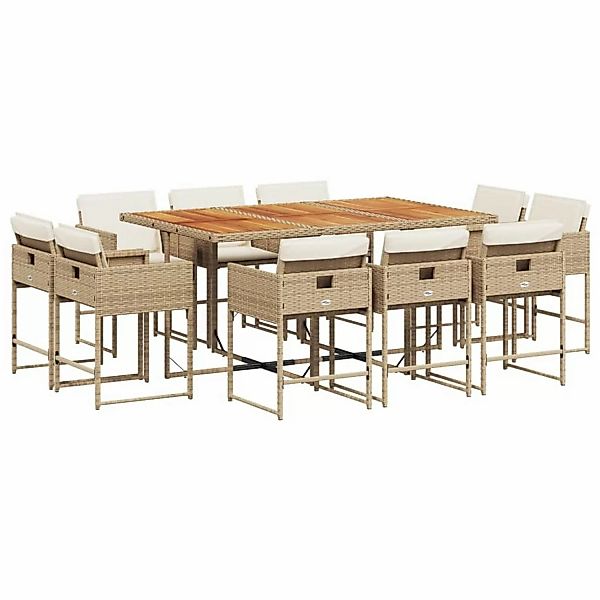 vidaXL 11-tlg Garten-Essgruppe mit Kissen Beige Poly Rattan Modell 5 günstig online kaufen