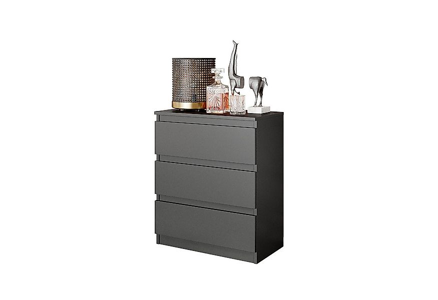 Furnica Nachttisch GABRIEL - Nachttisch mit 3 Schubladen - Wotan Eiche - H7 günstig online kaufen