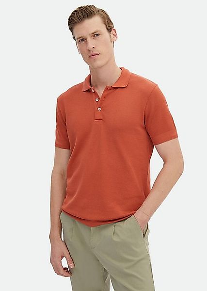 RAMSEY Poloshirt Orange Jacquard Polo Neck 100% Baumwolle T-Shirt günstig online kaufen