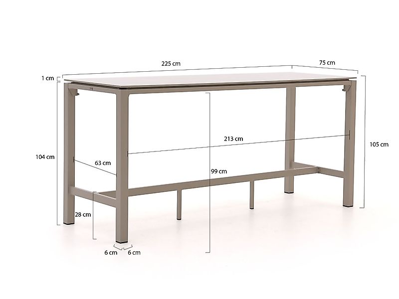 Bellagio Trecenta Bartisch 225x75x105cm günstig online kaufen
