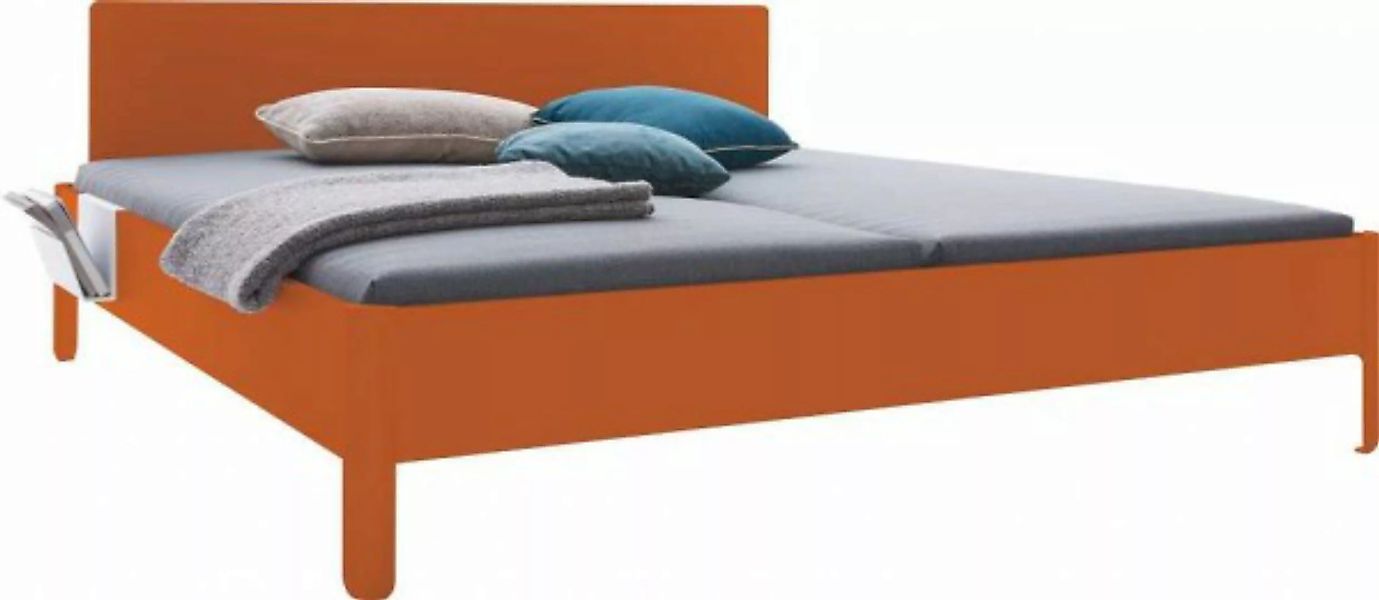 NAIT Doppelbett farbig lackiert Tizianrot 180 x 200cm Mit Kopfteil günstig online kaufen