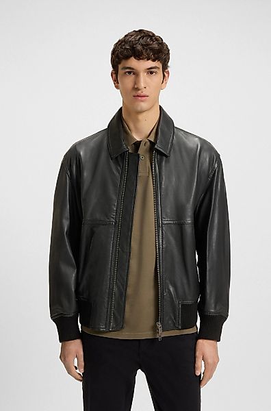 BOSS ORANGE Lederjacke "Joberg", mit Reißverschlusstaschen günstig online kaufen