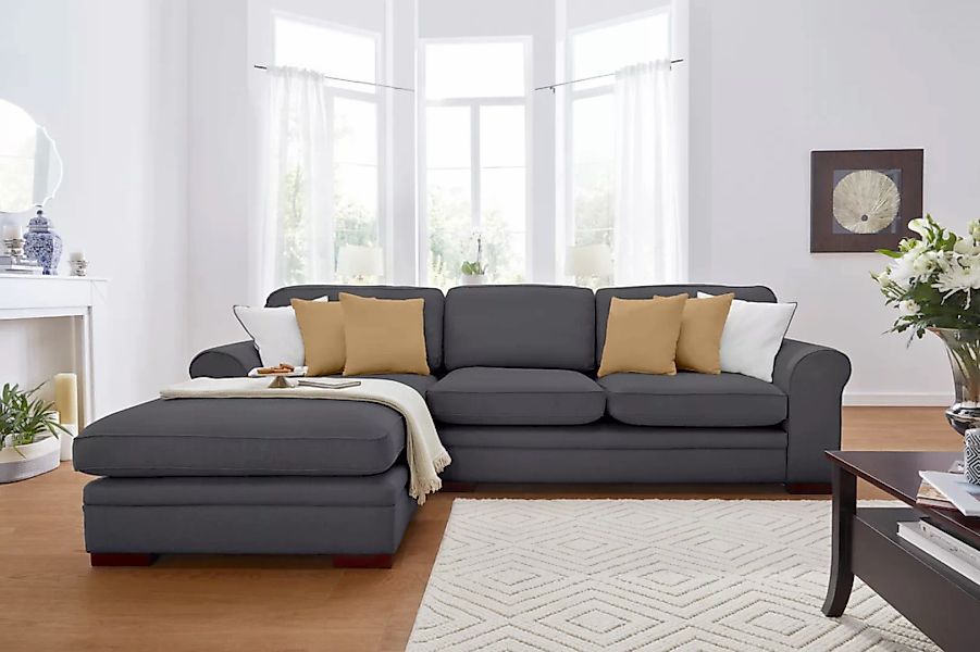 Home affaire Ecksofa »Broughton L-Form«, weicher Sitzkomfort, incl. 4 Zierk günstig online kaufen
