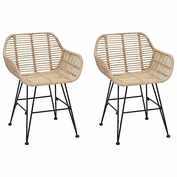 vidaXL Esszimmerstuhl 2 Stk Natur 55 x 50 x 74 cm Rattan und Eisen 42011556 günstig online kaufen