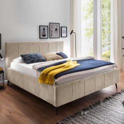 Komfortbett Stoff Beige aus Velours Vierfußgestell aus Metall günstig online kaufen