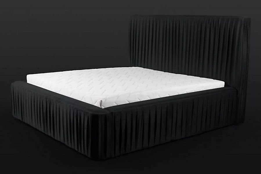 JVmoebel Bett Schwarzes Doppelschlafzimmer Holzmöbel Design elegant Stoff k günstig online kaufen