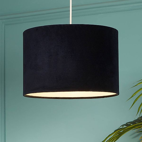 Pendelleuchte Mersana, Ø 30 cm, dunkelblau, Samt, E27 günstig online kaufen