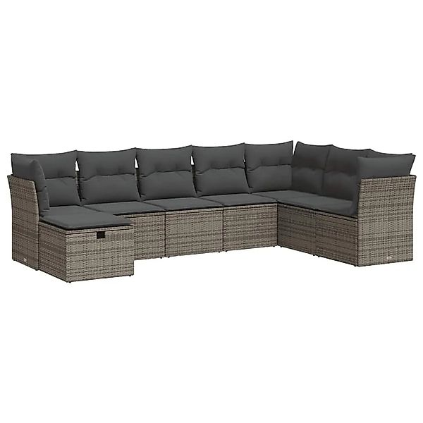 vidaXL 8-Tlg Garten-Sofagarnitur mit Kissen Grau Poly Rattan 3325336 günstig online kaufen