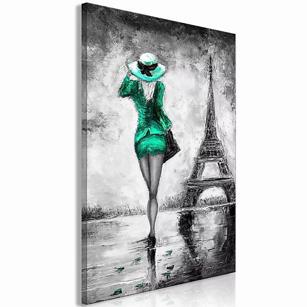 Wandbild - Parisian Woman (1 Part) Vertical Green günstig online kaufen