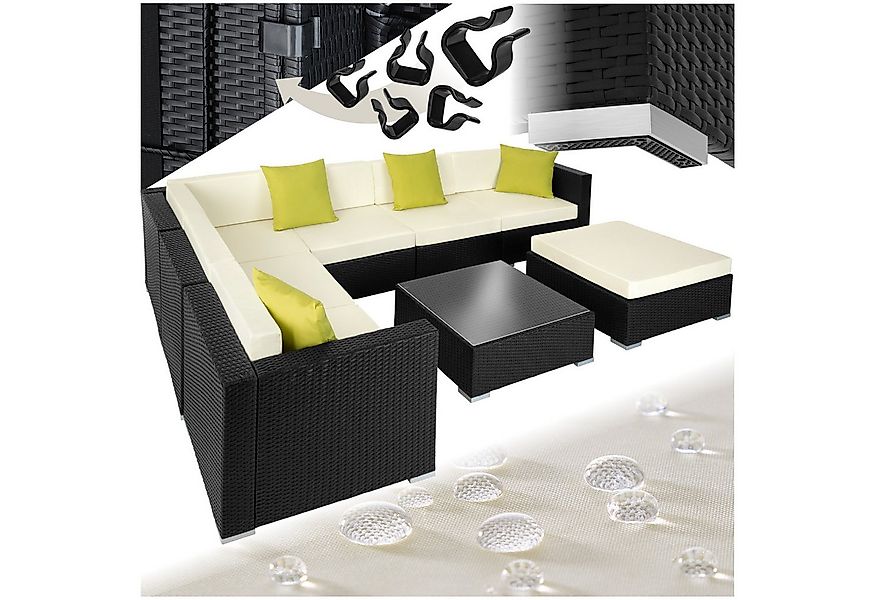 tectake Loungeset Rattan Lounge, (Set., 8-tlg), Tisch mit Glasoberfläche, G günstig online kaufen
