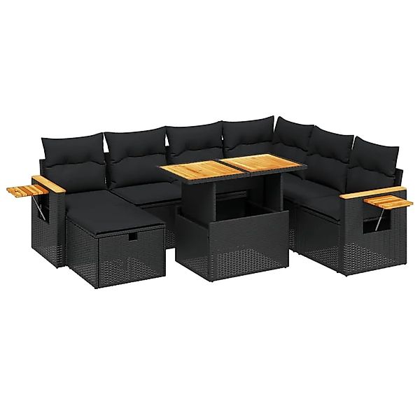 vidaXL 8-Tlg Garten-Sofagarnitur mit Kissen Schwarz Poly Rattan 3276156 günstig online kaufen