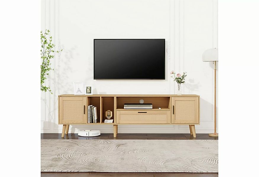 autolock TV-Schrank 180-cm-TV-Schrank mit Rattan-Dekoration, 2 Türen und ei günstig online kaufen