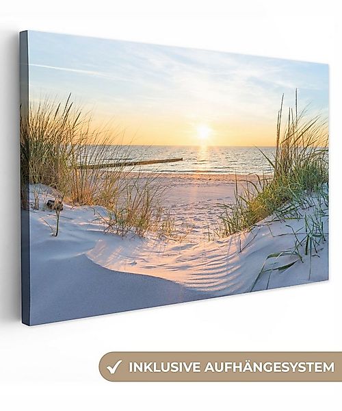 OneMillionCanvasses® Leinwandbild Strand - Sonne - Düne - Gras - Sand - Hor günstig online kaufen