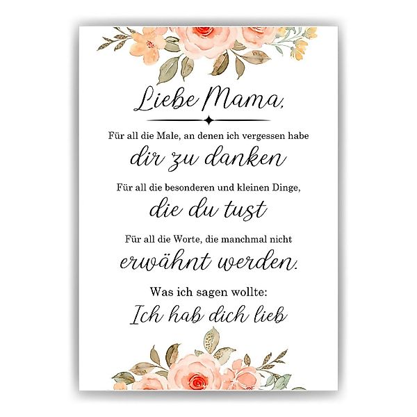 Tigerlino Poster Mama Danke Geschenk Muttertag günstig online kaufen