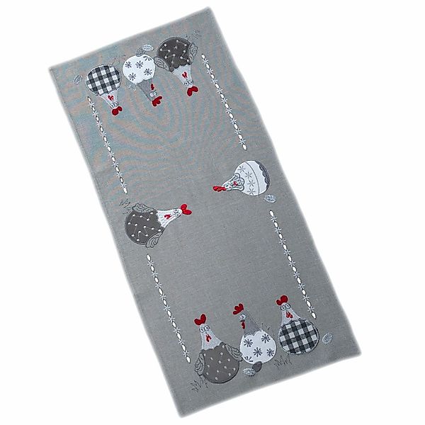 texpot Tischdecke Tischläufer Stickerei verrückte Hühner günstig online kaufen