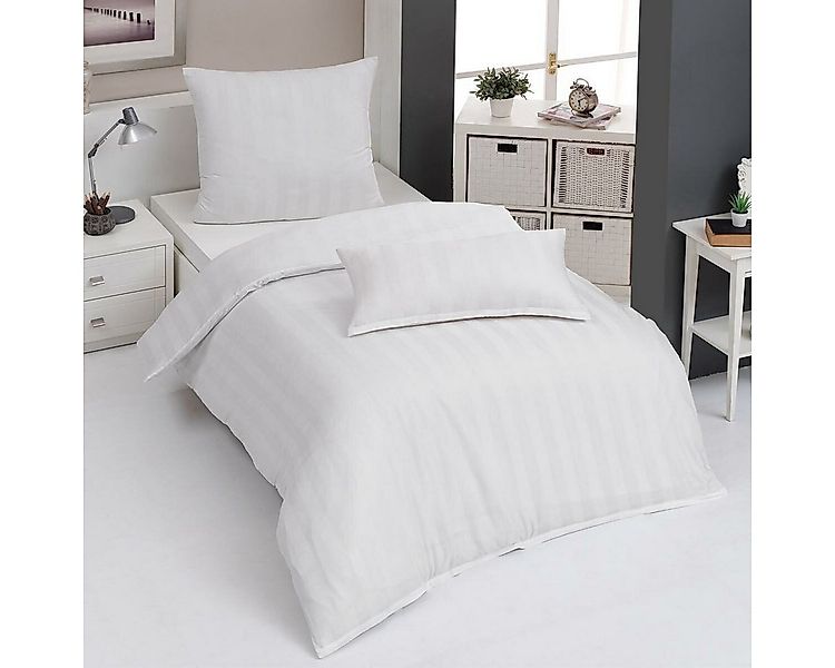 TRAUMSCHLAF Bettwäsche Uni Streifen, Mako Satin, 3 teilig, edle Streifenbet günstig online kaufen