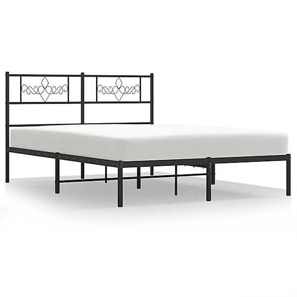 vidaXL Bettgestell, Bettrahmen mit Kopfteil Metall Schwarz 150x200 cm günstig online kaufen